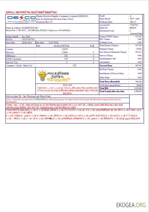 Modèle Word et PDF de facture de services publics d'entreprise INDIA DECO